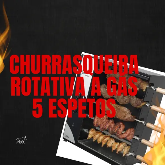 Churrasqueira rotativa a Gás 5 espetos